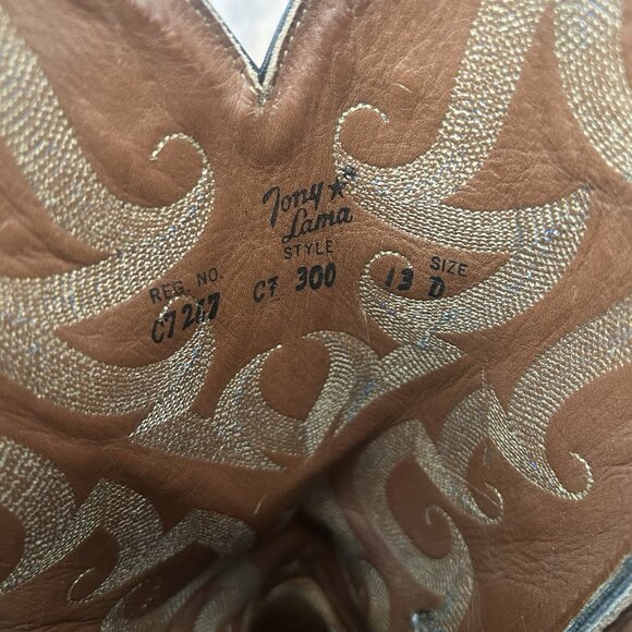 Tony Lama Vintage Blue Caiman Western Cowboy Boots Mens 13 D - Picture 7 of 12